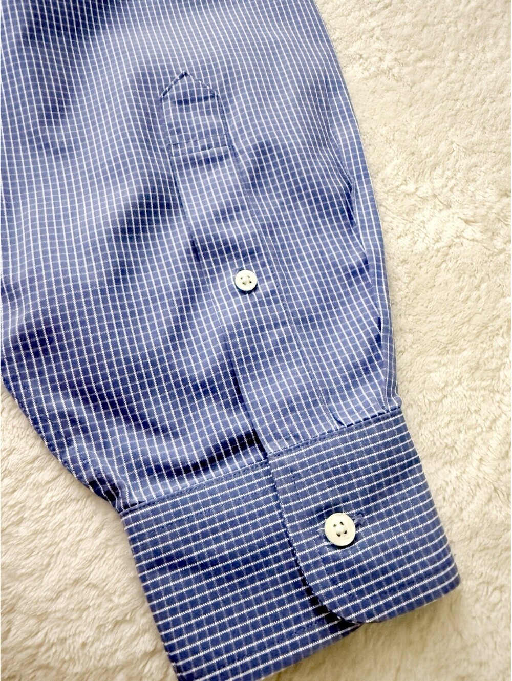Jos A Bank Traveler Shirt Men 16.5 33 Blue Check Button Down Dress Cotton - Picture 7 of 9